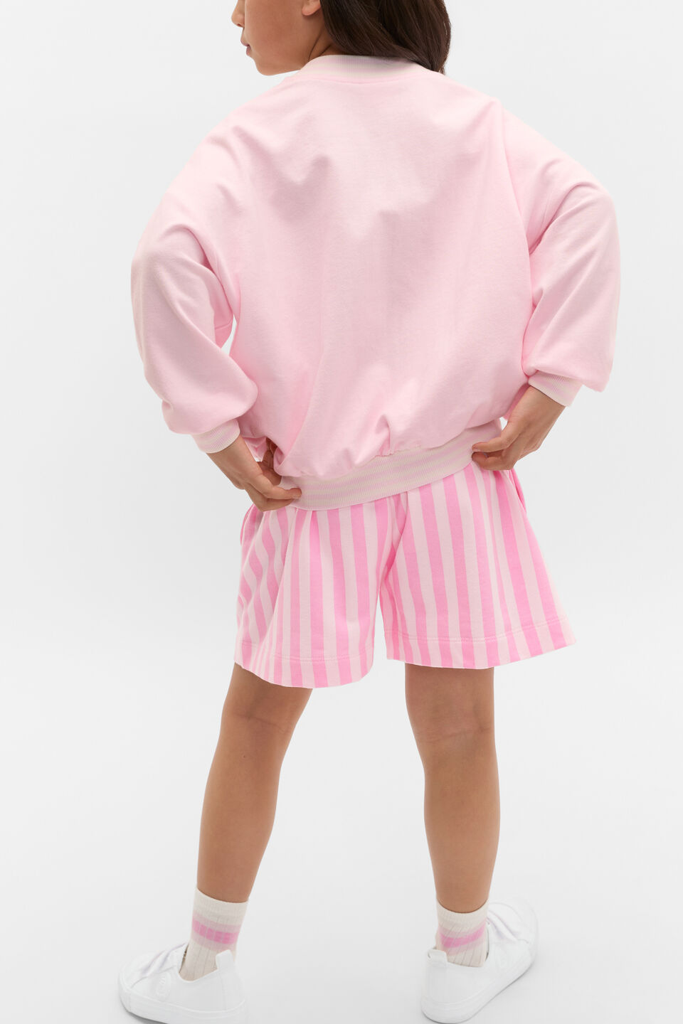 V Neck Logo Sweat  Pink Lemonade