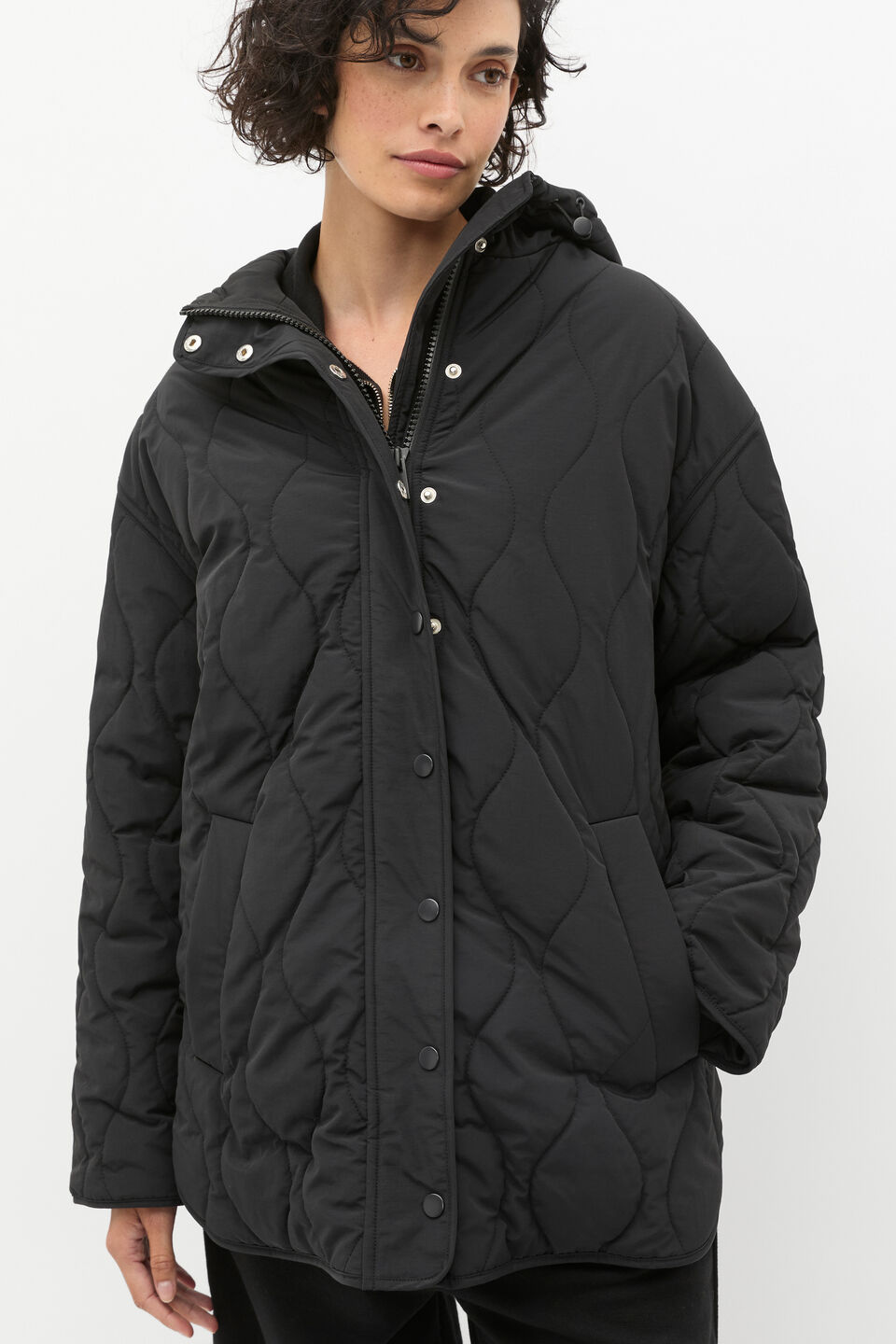 Boxy Quilted Jacket  Black