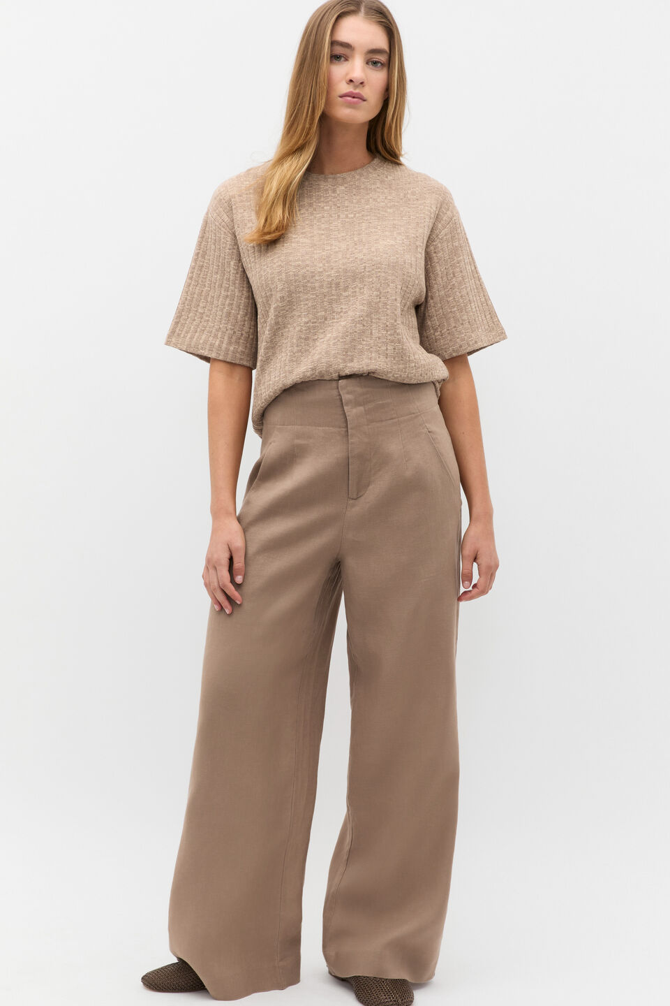 Textured Longline Boxy Tee  Nutmeg Twist