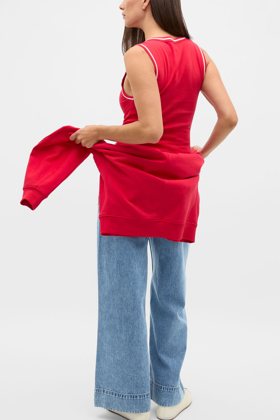 Australian Cotton Contrast Tank  Poppy