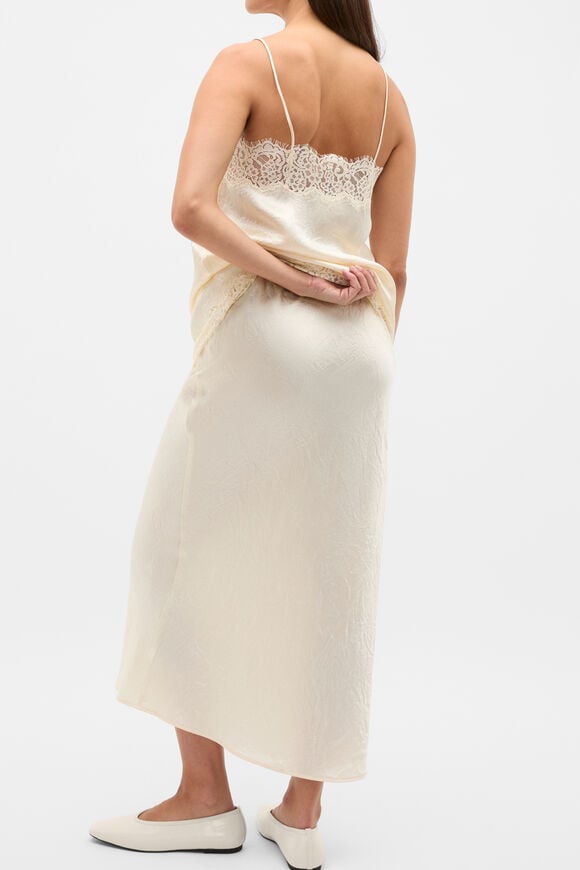 Crinkled Satin Slip Skirt  Coconut Cream  hi-res