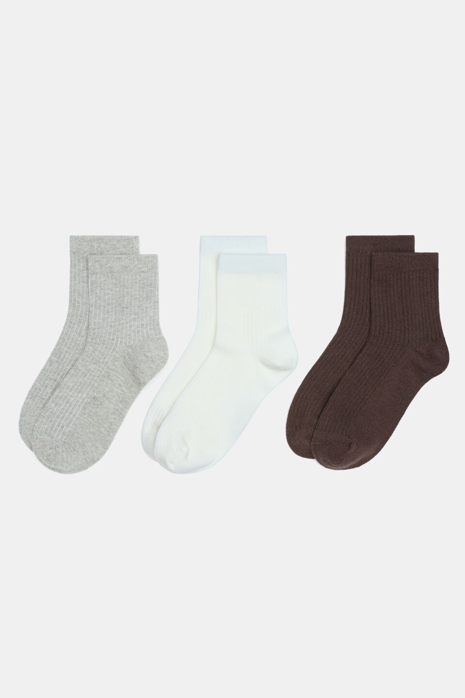 3 Pack Quarter Crew Socks  Pale Slate Multi