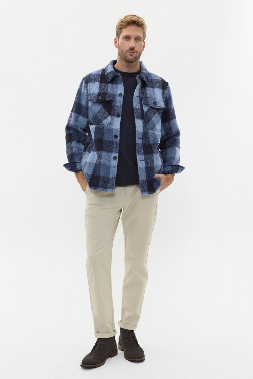 Brushed Check Overshirt  Midnight Multi