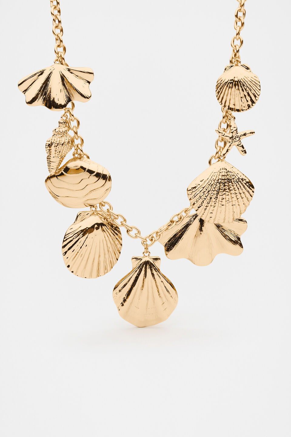 Shell Charms Necklace  Gold