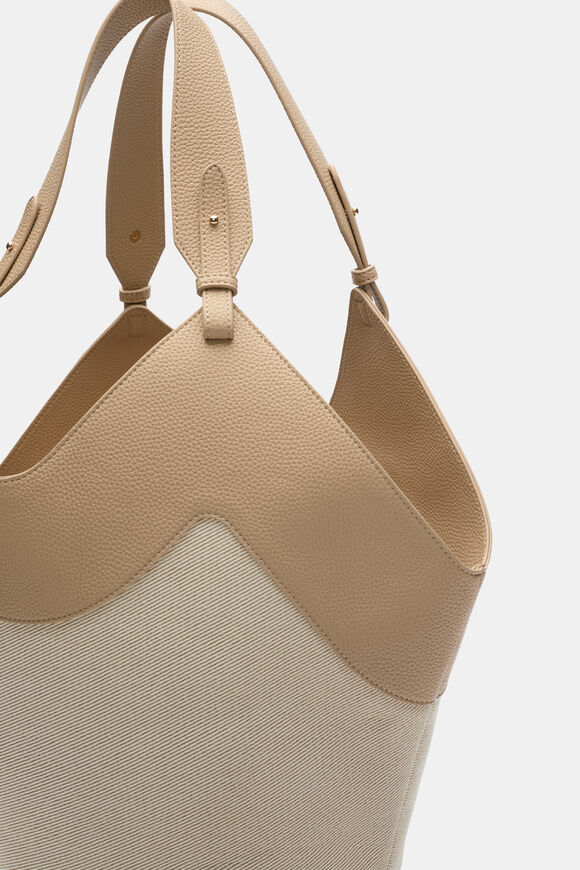 Two Tone Gathered Tote  Sandstone  hi-res