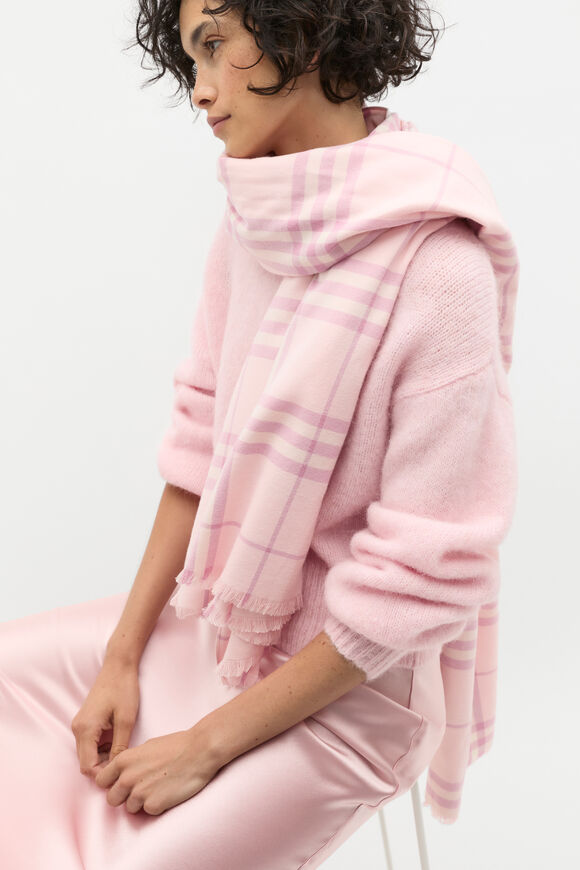 Multi Check Scarf  Rose Petal  hi-res