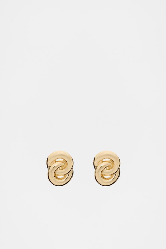 Double Circle Stud Earring  Gold  hi-res