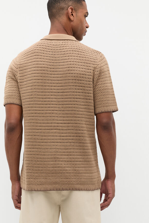 Blanket Stitch Kn Polo  Nougat  hi-res