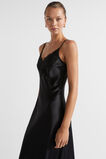 Satin Lace Trim Slip Dress  Black  hi-res