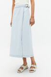 Denim Wrap Front Buckle Skirt  Stone Blue Wash  hi-res