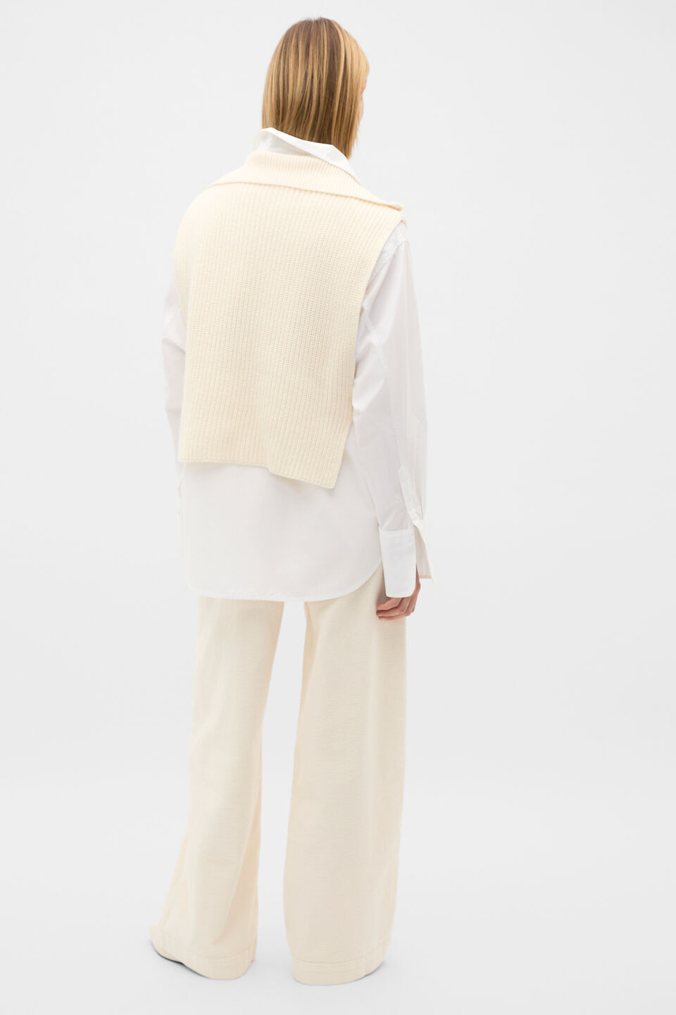 Rib Knit Collar Bib  Coconut Cream