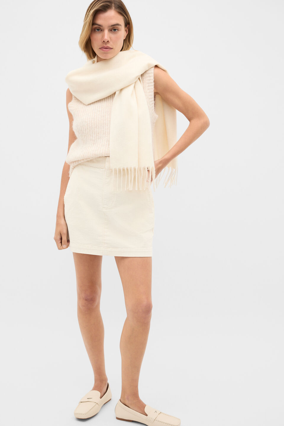 Super Soft Wool Scarf  Coconut Cream