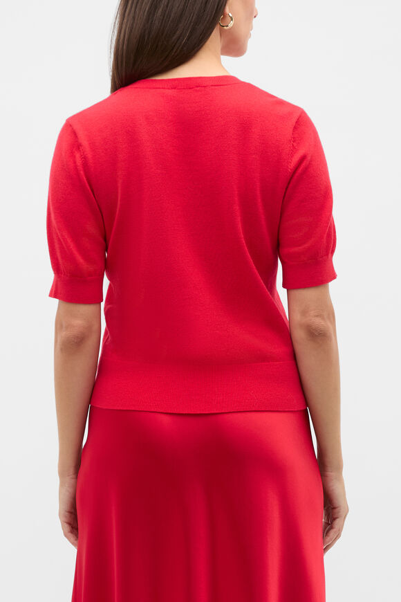 Australian Merino Crew Neck Tee  Poppy  hi-res