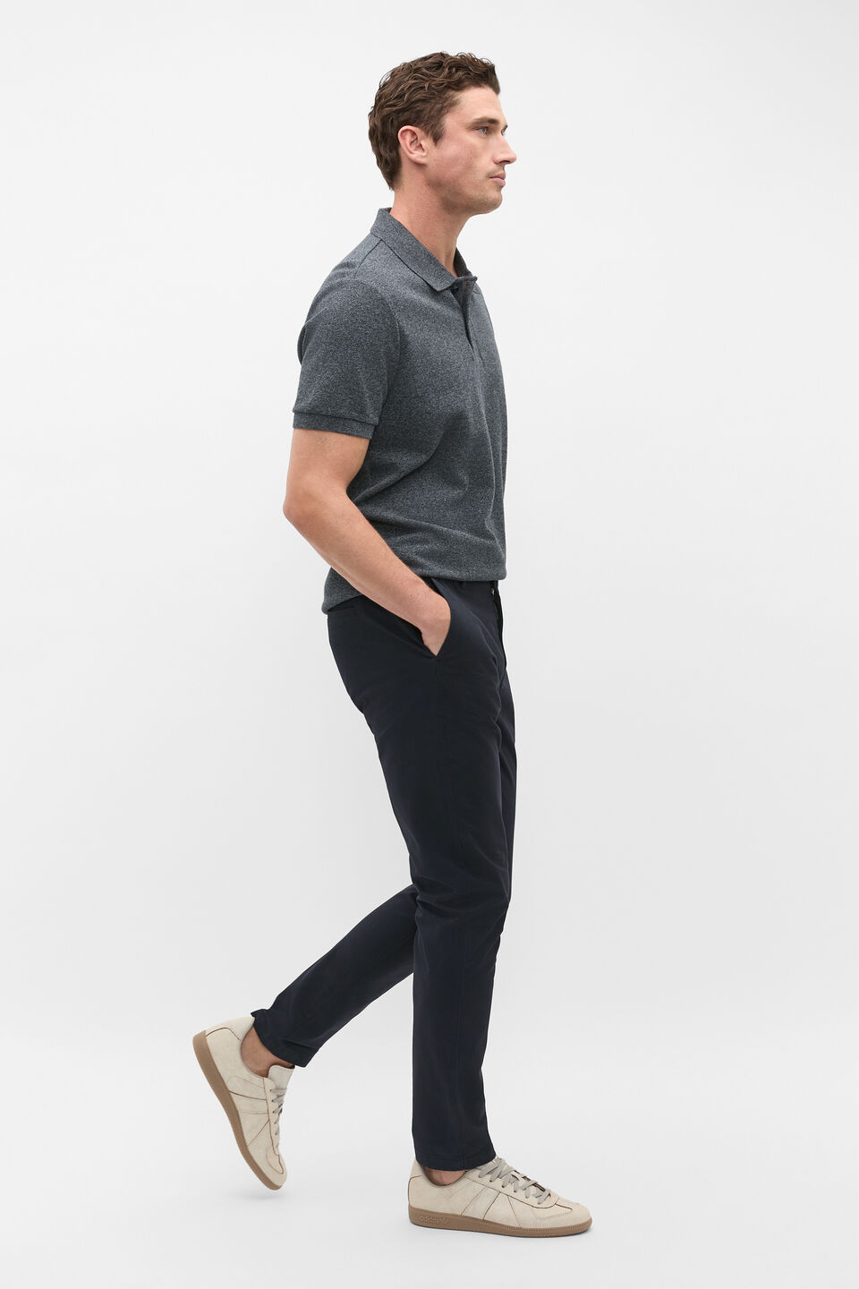 Textured Polo  Midnight Blue