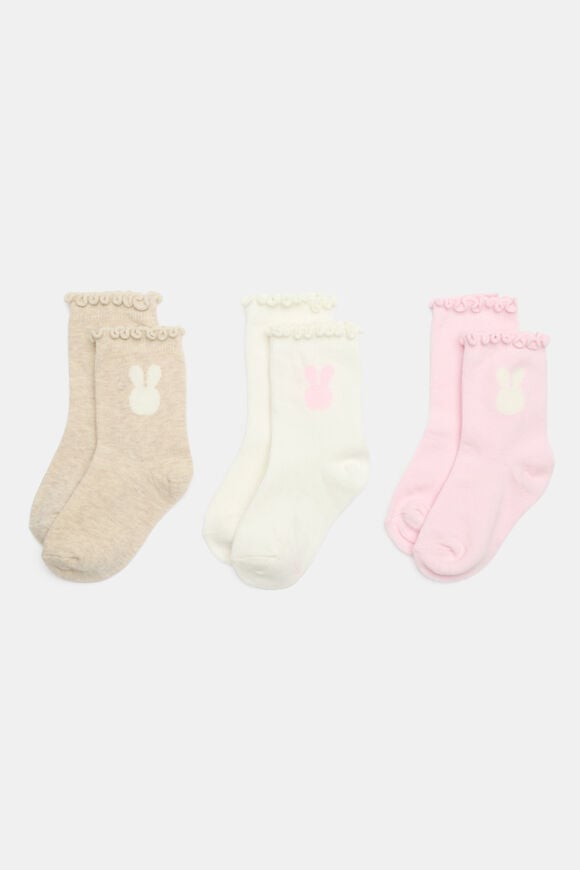 Bunny Sock 3 Pack  Pink Multi  hi-res