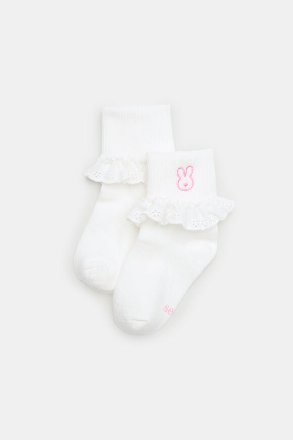 Bunny Frill Sock  Vanilla  hi-res