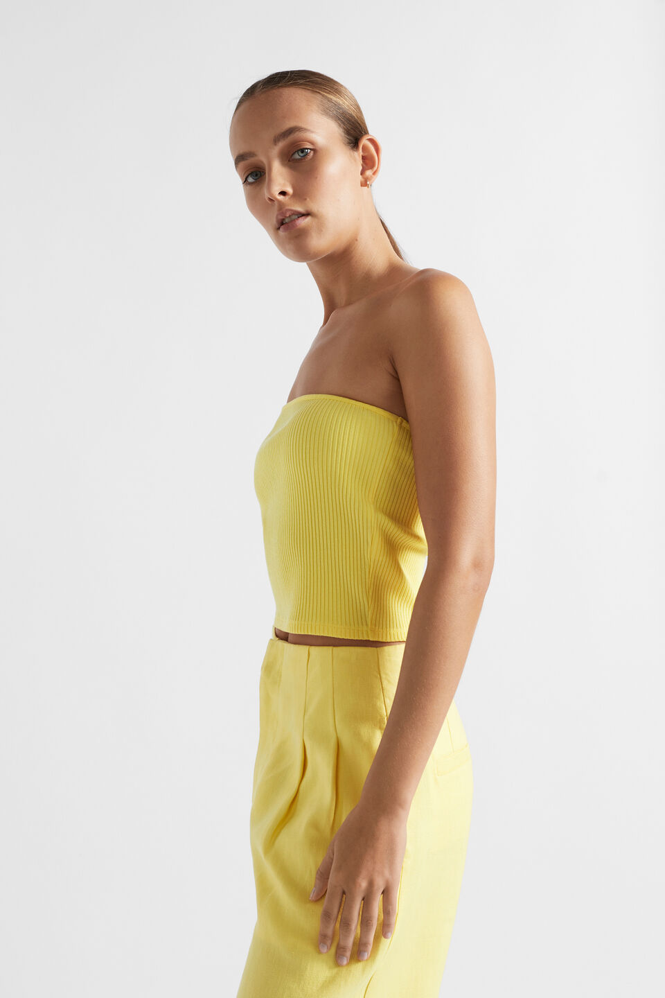 Rib Strapless Bodice  Lemon Drop