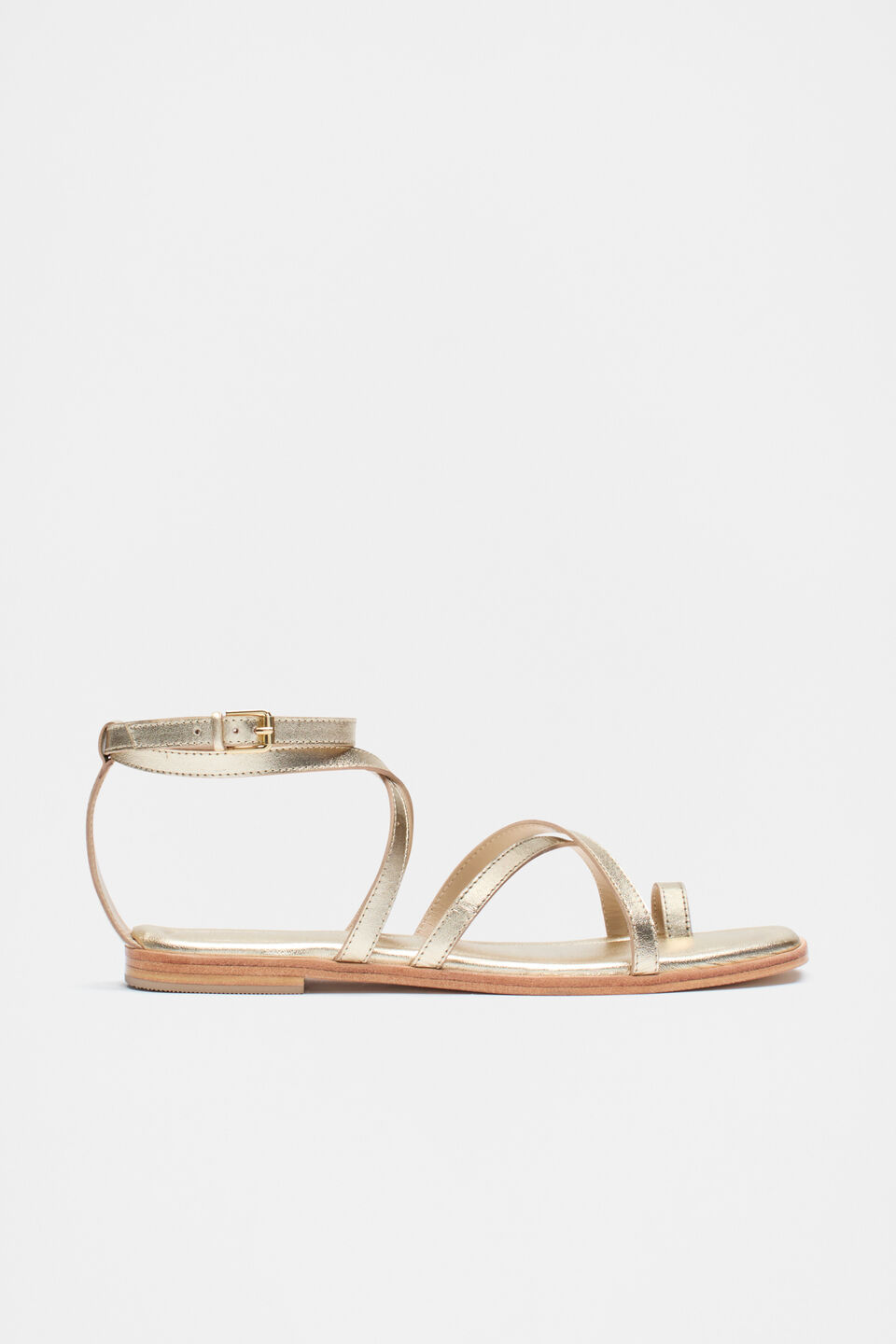 Addison Flat Sandal  Pale Gold