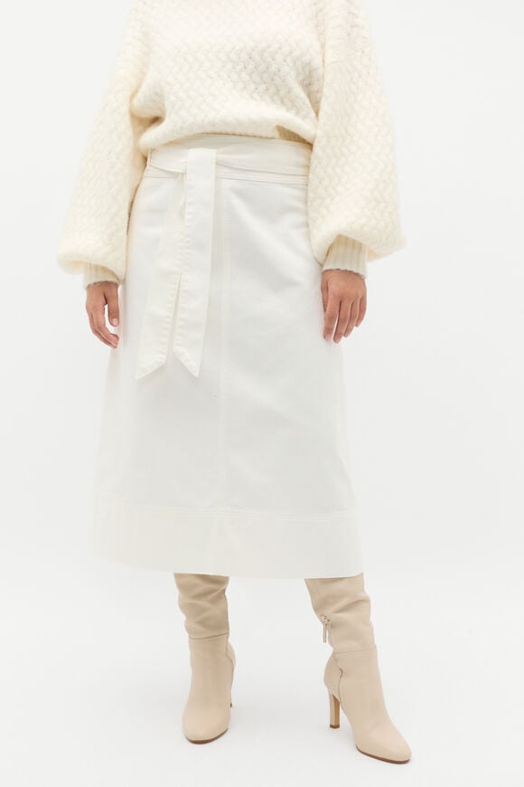 Denim Tie Waist Skirt  Cloud Cream  hi-res