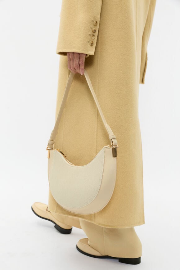 Textured Curved Shoulder Bag  Light Marzipan  hi-res