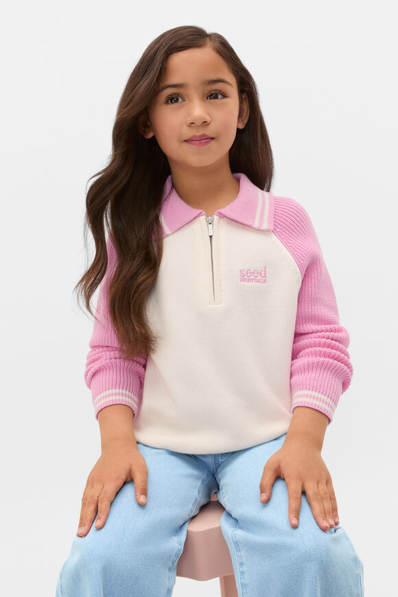Logo Zip Cardigan  Candy Pink  hi-res