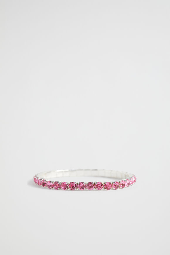 Diamante Stretch Bracelet  Pink  hi-res