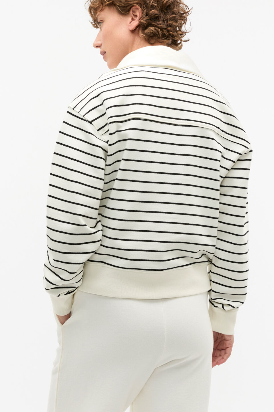 Core Heritage Half Zip Sweat  Cloud Cream Stripe