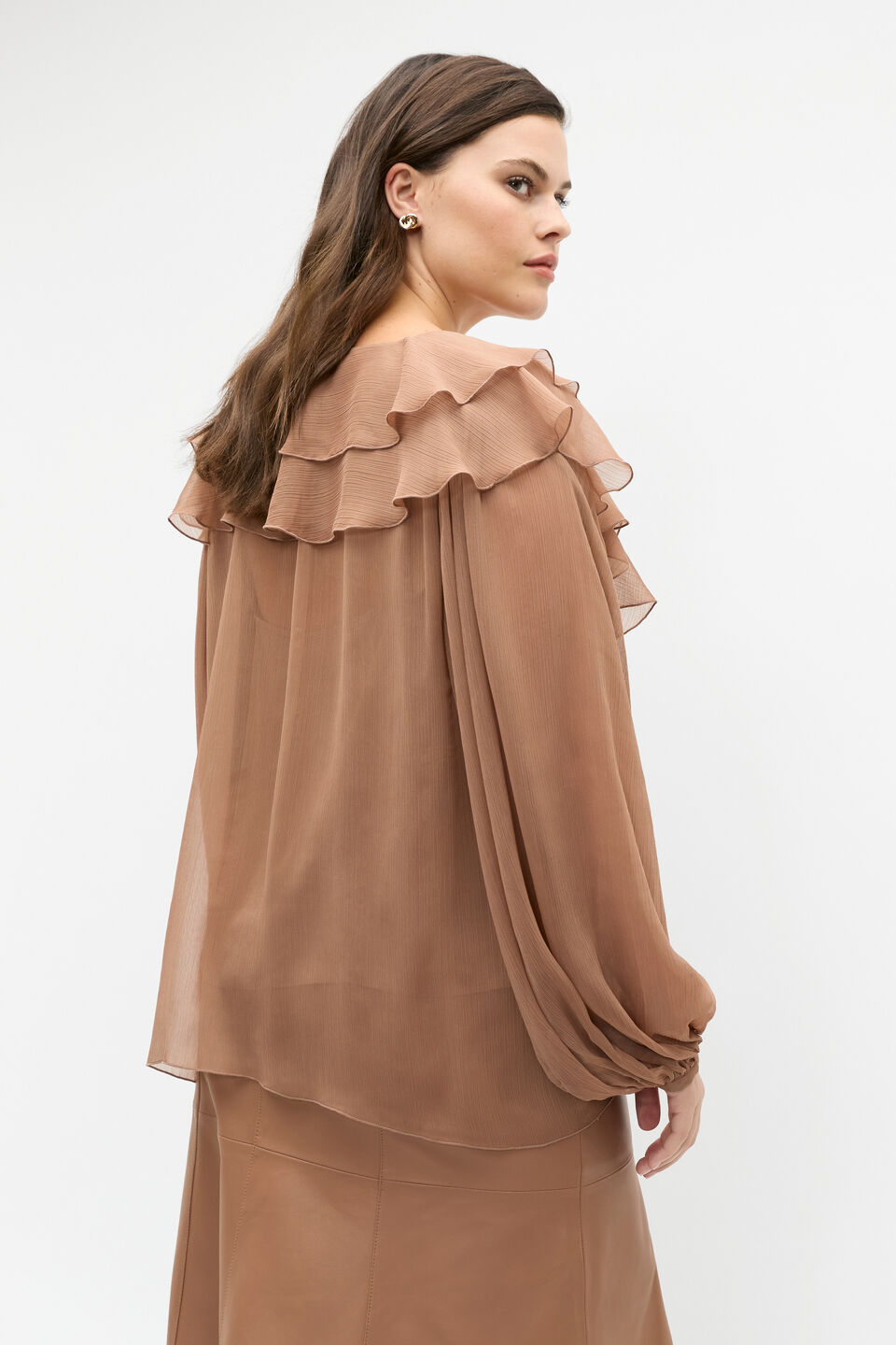 Ruffle Detail Blouse  Amaretto