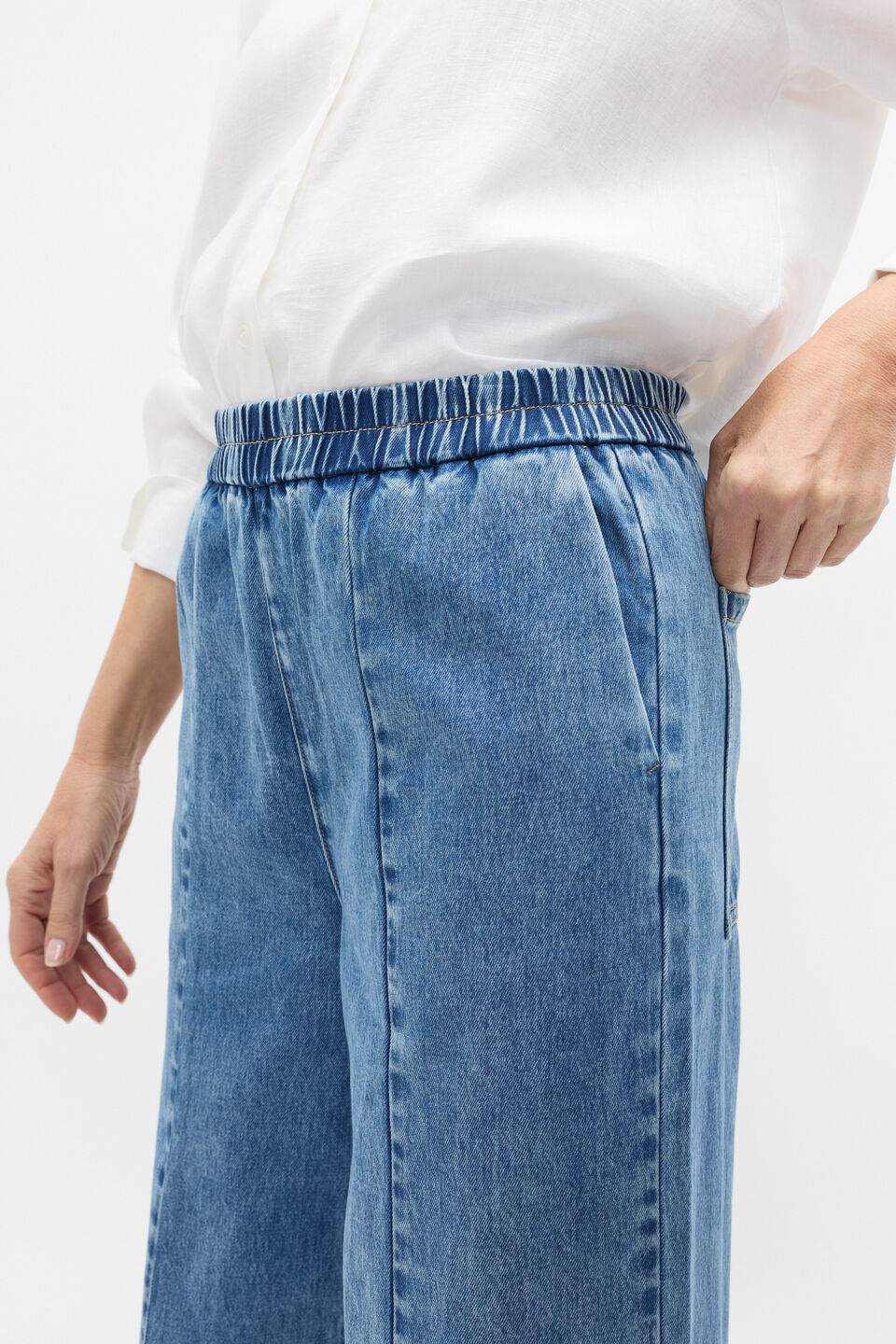 Denim Pull On Jean  Mist Blue Wash