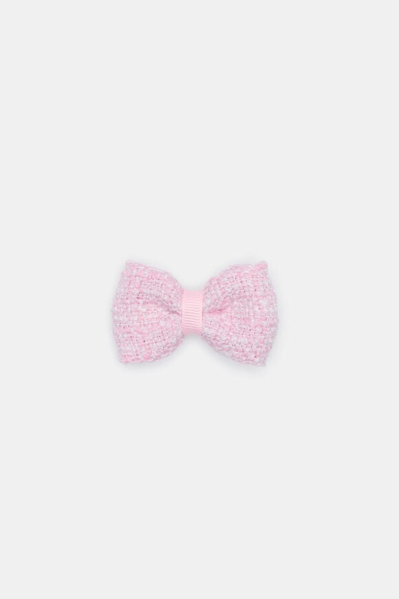 Tweed Bow Duck Clip  Candy Pink  hi-res