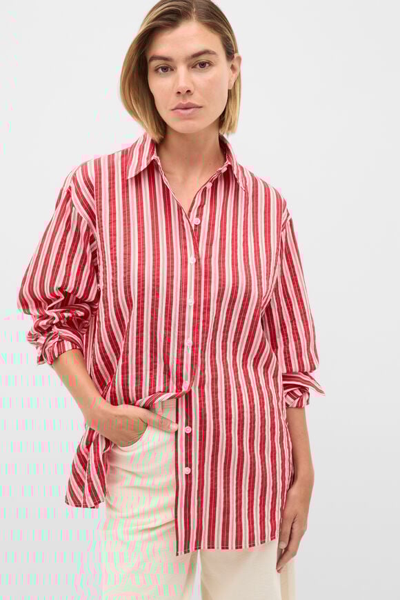 Textured Stripe Shirt  Poppy Stripe  hi-res