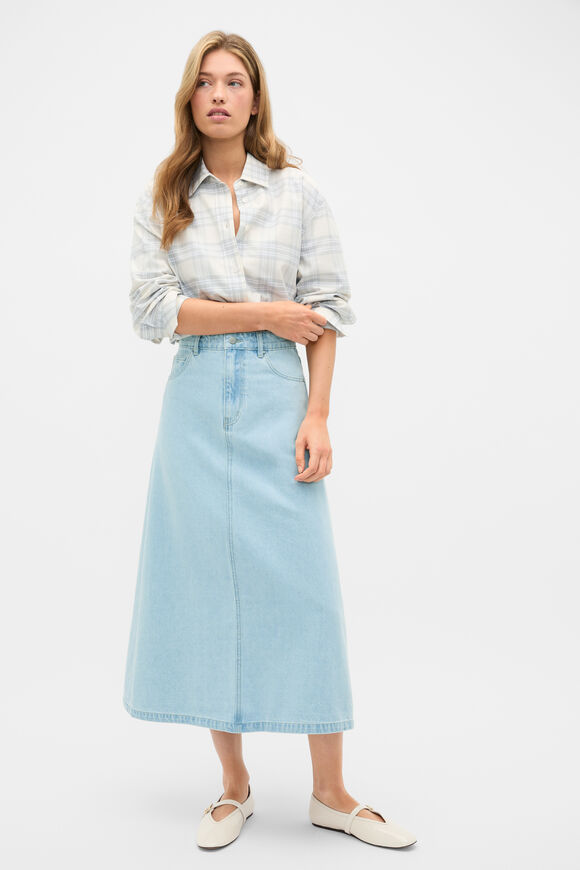 Cotton Check Shirt  Pale Slate Check  hi-res