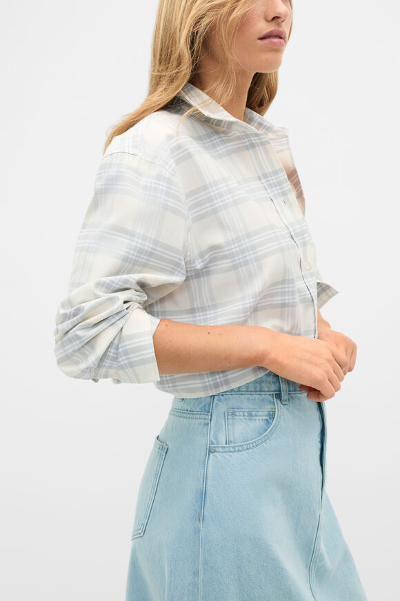 Cotton Check Shirt  Pale Slate Check  hi-res