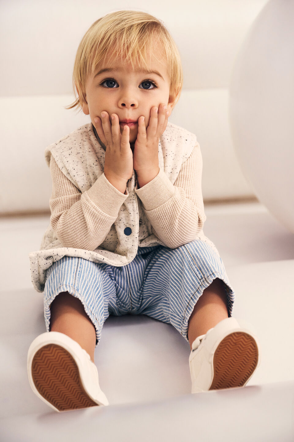 Quilted Jersey Vest  Oat Marle