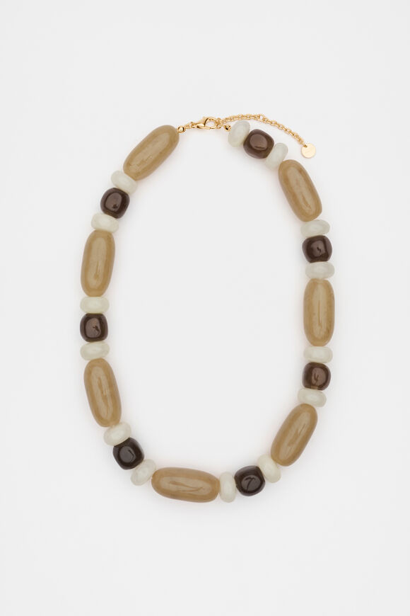 Resin Beaded Necklace  Iced Latte  hi-res