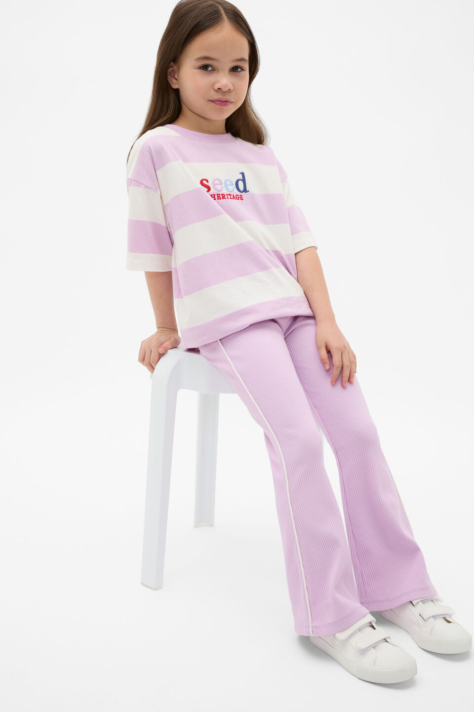Stripe Logo Tee  Orchid