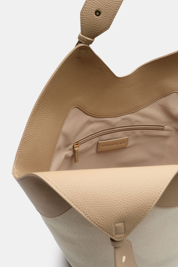 Two Tone Gathered Tote  Sandstone  hi-res