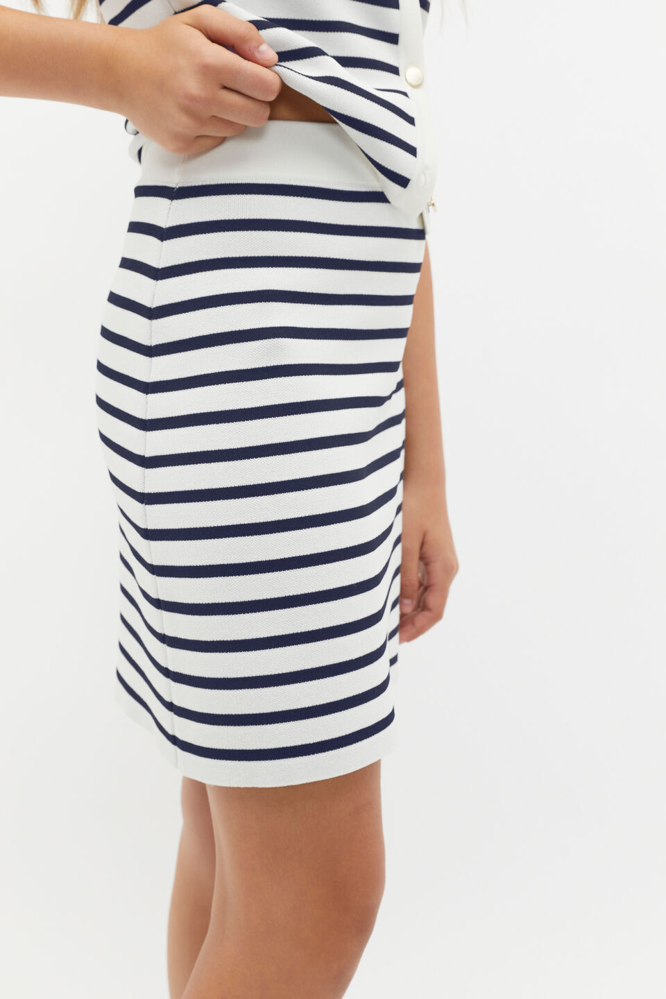 Stripe Knit Skirt  New Navy