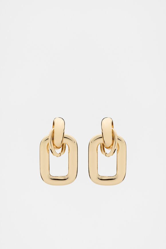 Rounded Rectangle Earring  Gold  hi-res