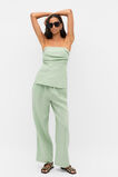 Linen Strapless Tuck Detail Top  Eucalyptus  hi-res