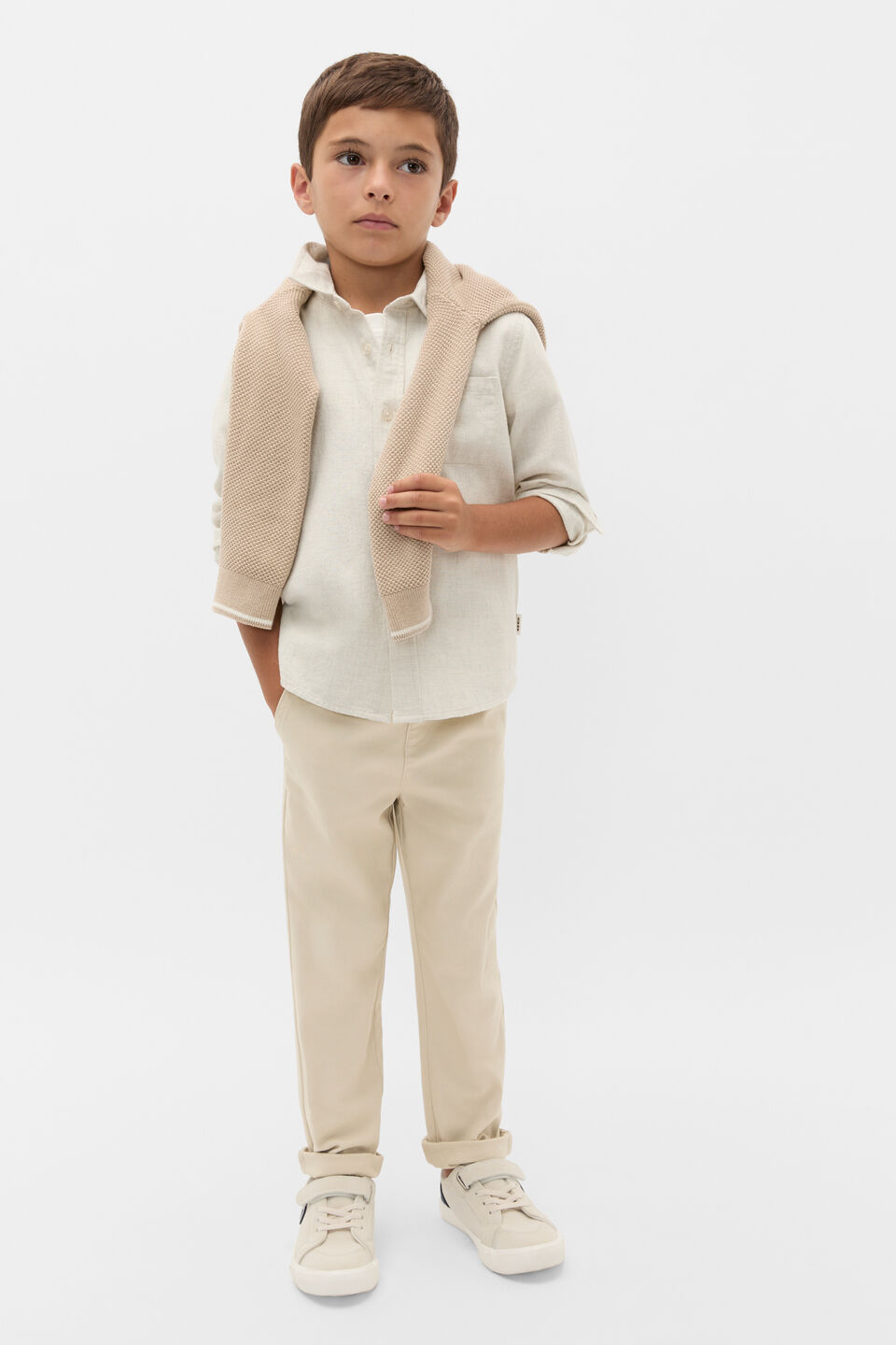 Core Brushed Cotton Shirt  Oat Marle