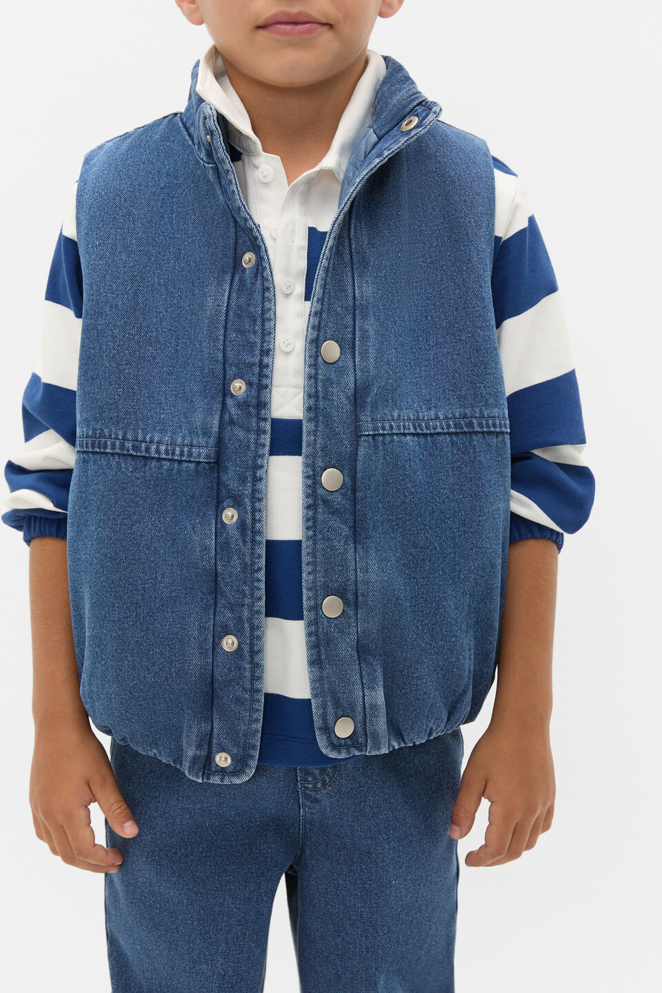 Washed Denim Vest  Indigo
