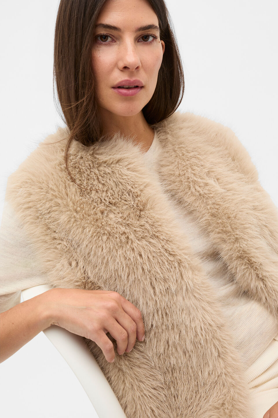 Faux Fur Gilet  Sandstone
