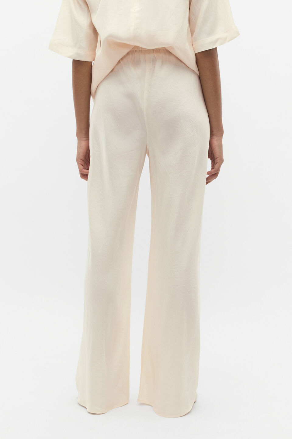 Crinkled Satin Pant  Coconut Cream