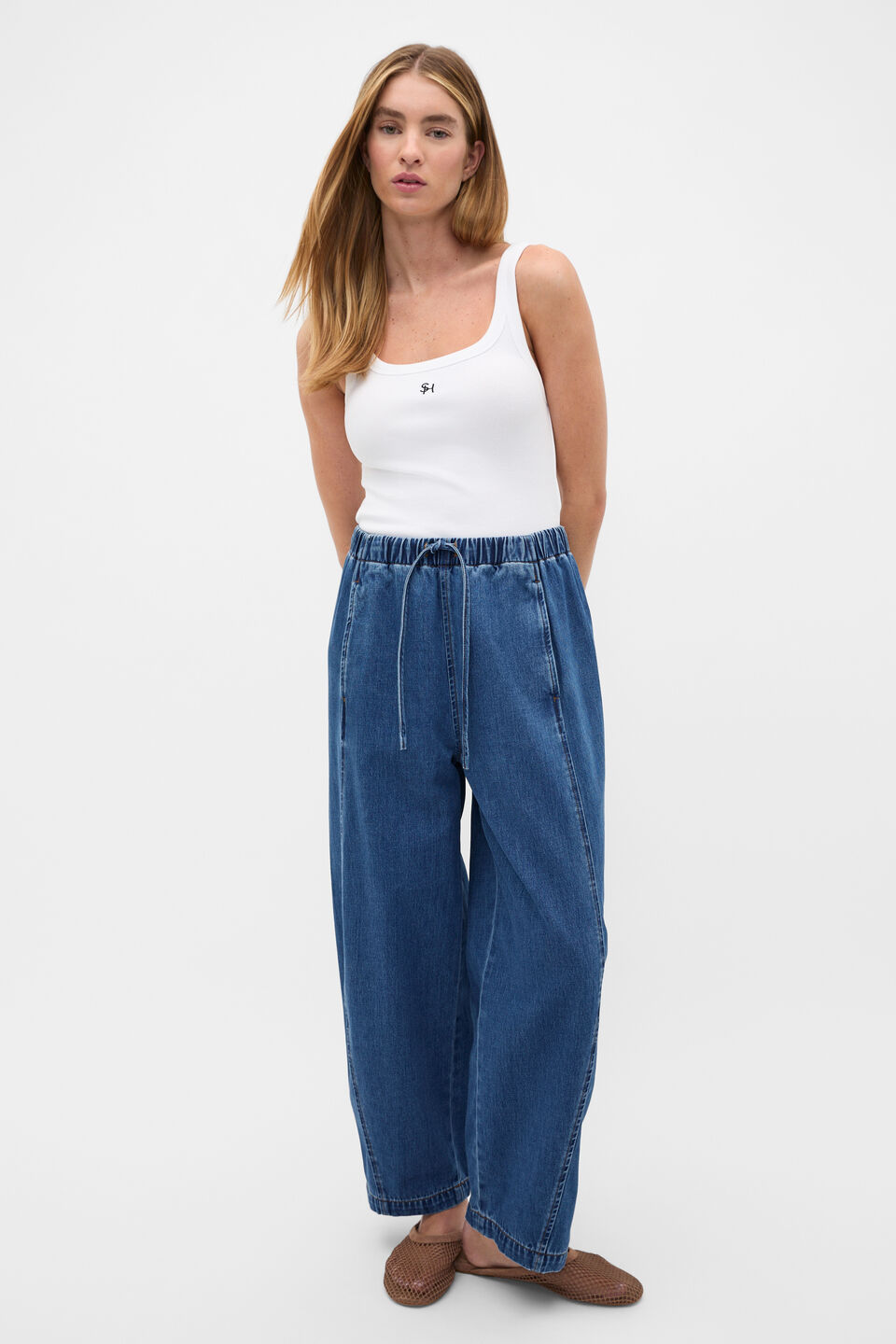 Denim Barrel Leg Jogger  Heritage Wash