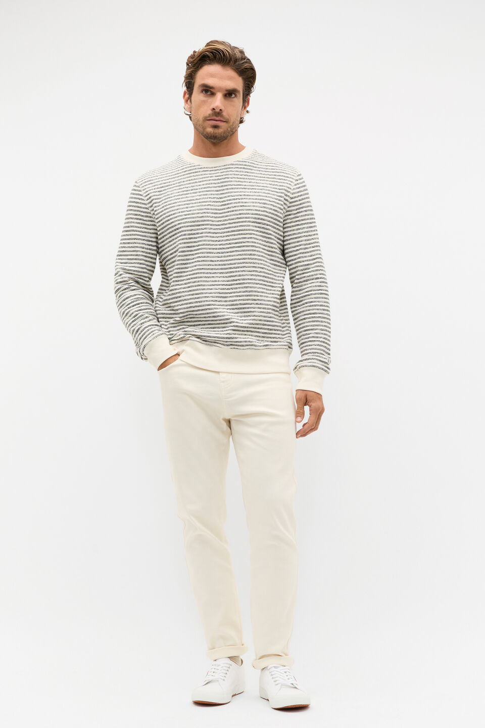 Stripe Crewneck  Ivory Stripe