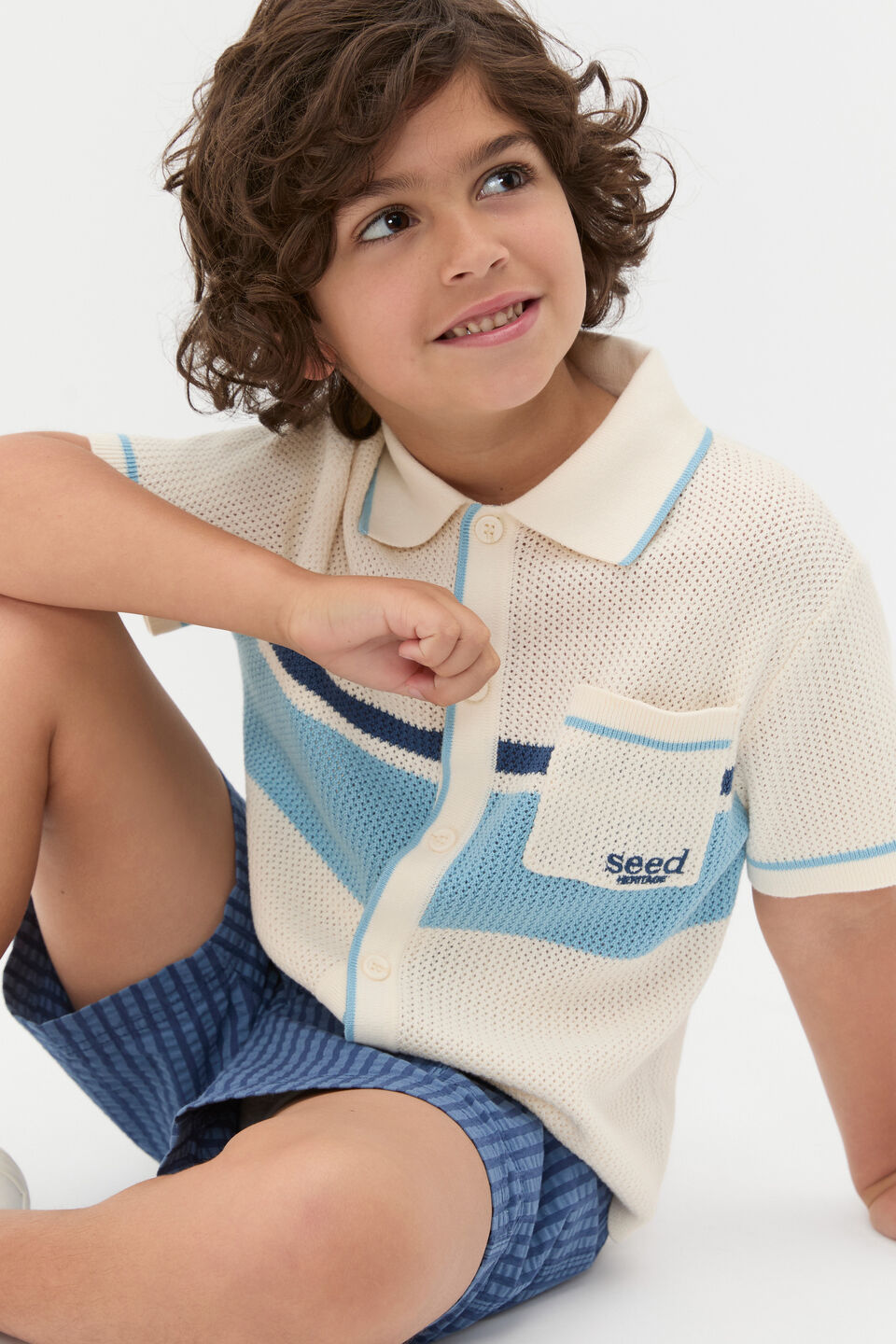 Stripe Knit Shirt  Vintage Cream