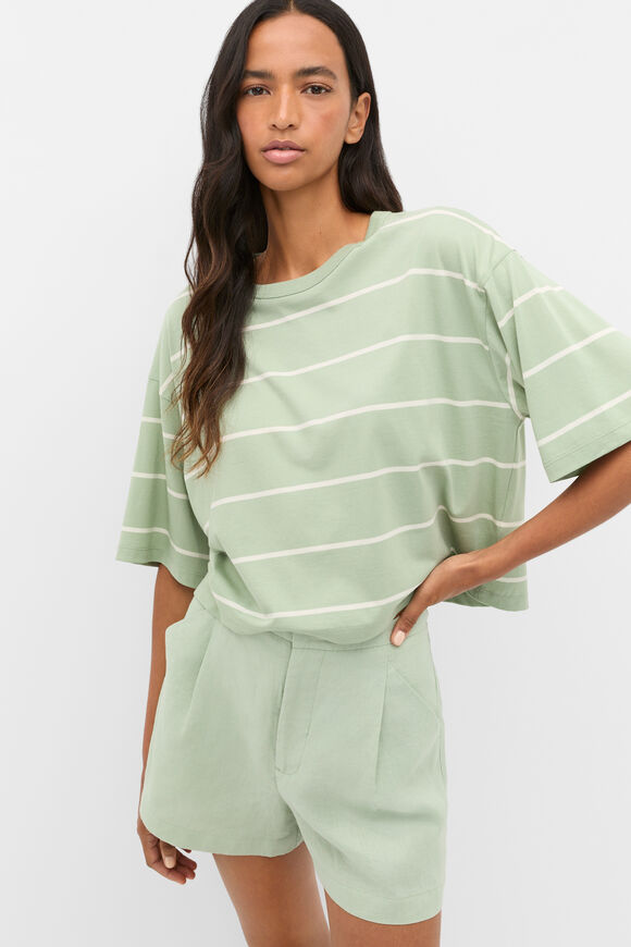 Boxy Draped Tee  Eucalyptus Stripe  hi-res