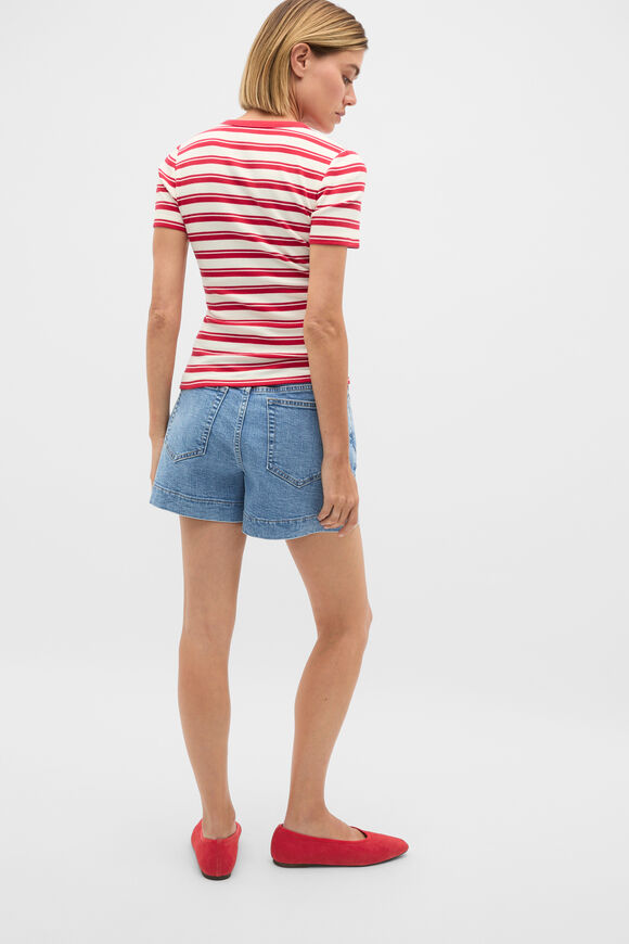 Stripe Rib Tee  Poppy Stripe  hi-res