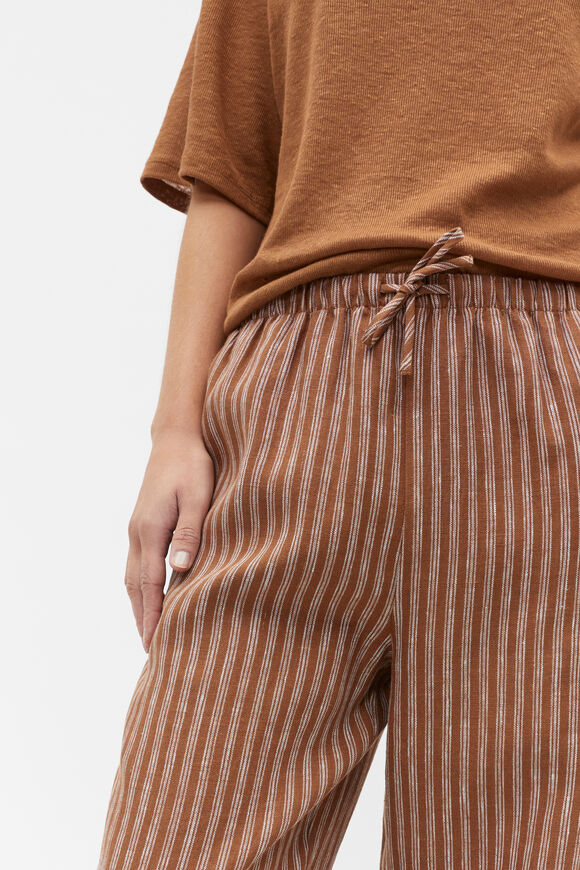 Core Linen Wide Leg Tie Pant  Cinnamon Spice Stripe  hi-res